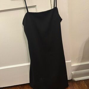 Elegant Black Spaghetti Strap, Tie Back Dress